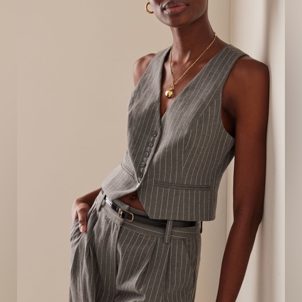 Favorite Daughter “Favorite Vest” - Gray Stripe NWT